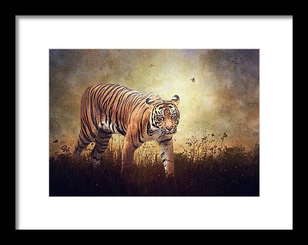 Tiger Framed Print featuring the digital art The Look by Nicole Wilde