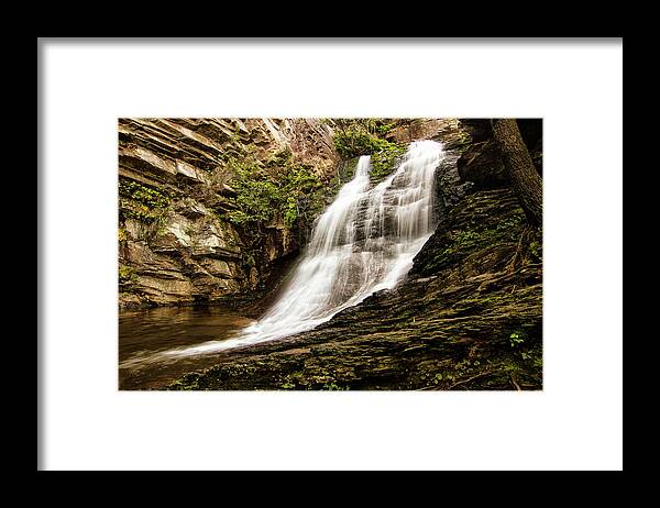 Lower Cascades Waterfall Framed Print featuring the photograph The Lower Cascades in Hanging Rock State Park Danbury North Carolina by Bob Decker