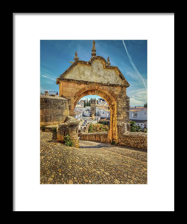 Ronda Framed Print featuring the photograph The main gate of Ronda by Micah Offman