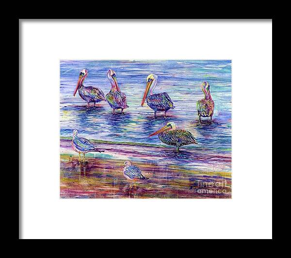 Pelican Framed Print featuring the painting The Majestic Pelican Visit by Cynthia Pride