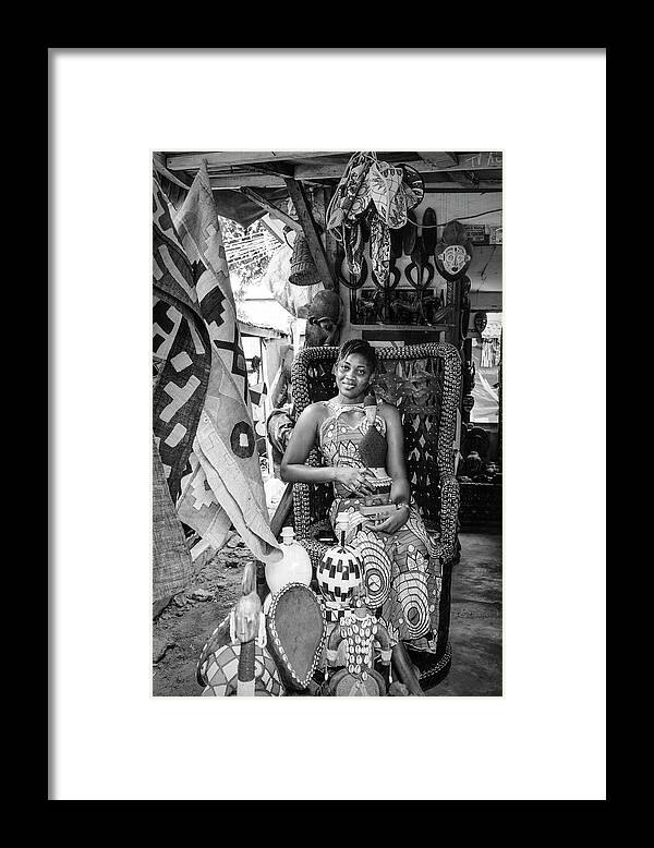 African Framed Print featuring the photograph The Market in Africa Black and White by Debra and Dave Vanderlaan