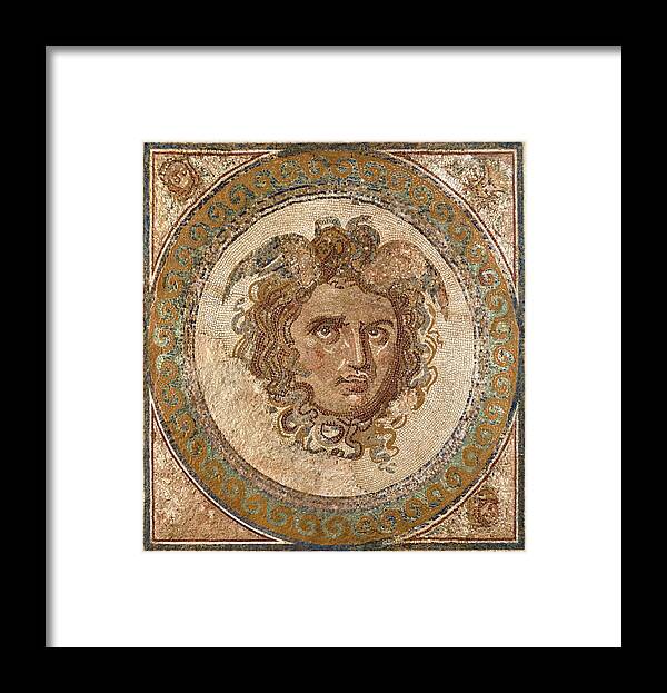 The Medusa Mosaic Framed Print featuring the painting The Medusa Mosaic by Old Master