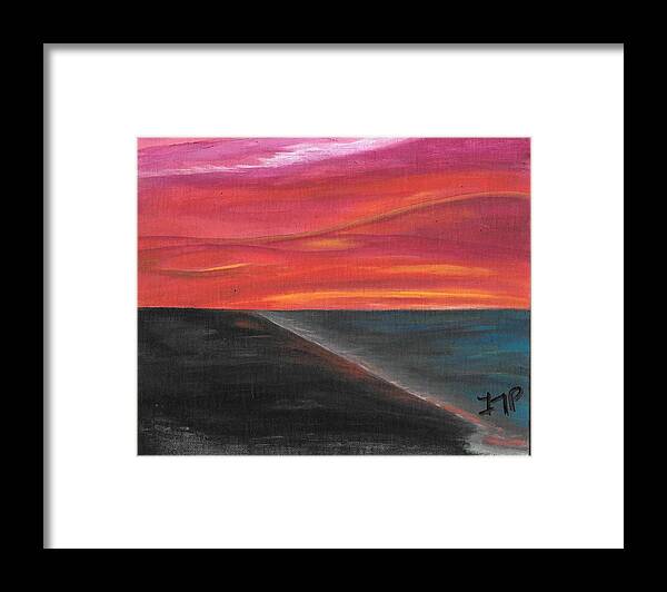 Sky. Sunset Framed Print featuring the painting The Meeting by Esoteric Gardens KN