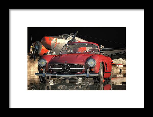 Mercedes-benz Framed Print featuring the digital art The Mercedes 300 SL - The Most Trusted Classic Car by Jan Keteleer