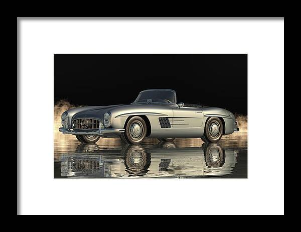 Mercedes-benz Framed Print featuring the digital art The Mercedes 300SL Roadster A Spectacular Mercedes Product by Jan Keteleer