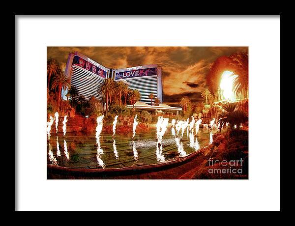 The Mirage Framed Print featuring the photograph The Mirage Fire Display Las Vegas by Blake Richards