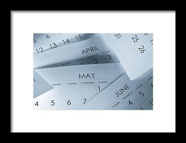 Calendar Date Framed Print featuring the photograph The months and days of the year on calendar paper by JLGutierrez
