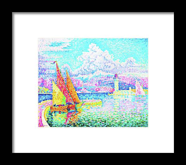 Paul Signac Framed Print featuring the painting The Musior, Port of Antibes - Digital Remastered Edition by Paul Signac