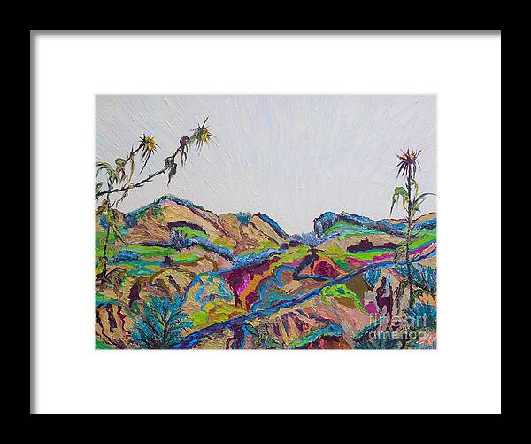 Popular Photo Framed Print featuring the painting The Negev Landscape In Colorful Fantasy - winter by Ofra Wolf