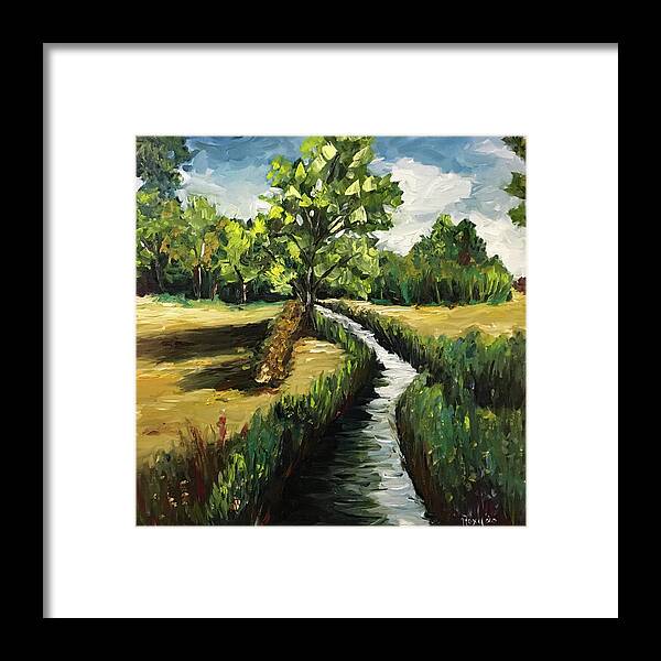 Cotswolds Framed Print featuring the painting The Old New Inn Cotswolds Countryside Landscape by Roxy Rich