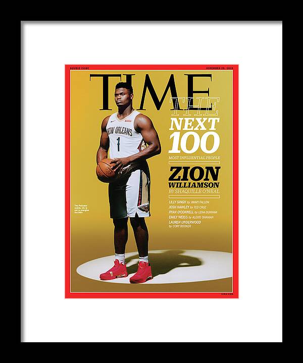 Time Framed Print featuring the photograph The Next 100 Most Influential People - Zion Williamson by Photograph by Scandebergs for TIME