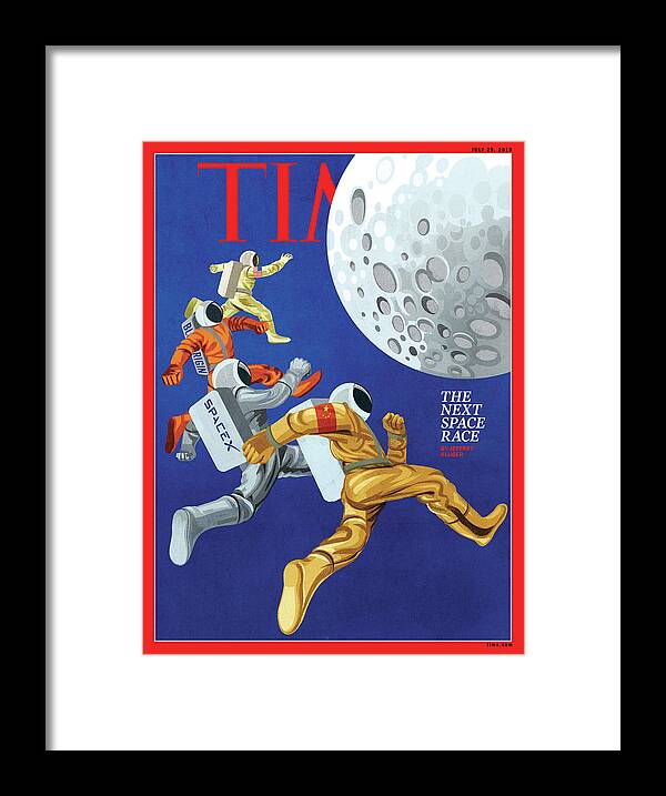Magazine Framed Print featuring the digital art The Next Space Race by Illustration by Alessandro Gottardo for TIME