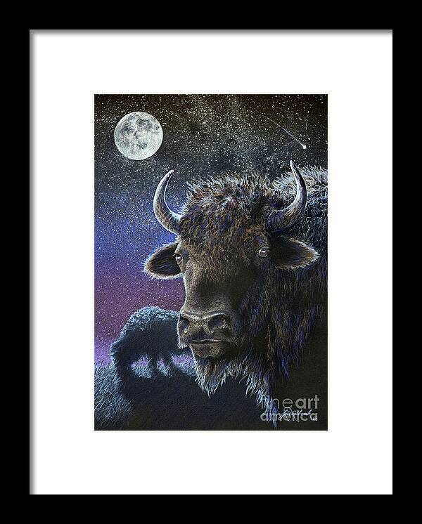 Bison Framed Print featuring the drawing the Nightwatch by Jill Westbrook