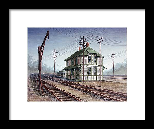Architectural Landscape Framed Print featuring the painting The Old C and A Depot, Independence, MO by George Lightfoot