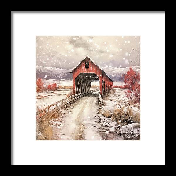 Bridge Framed Print featuring the painting The Old Covered Bridge by Tina LeCour