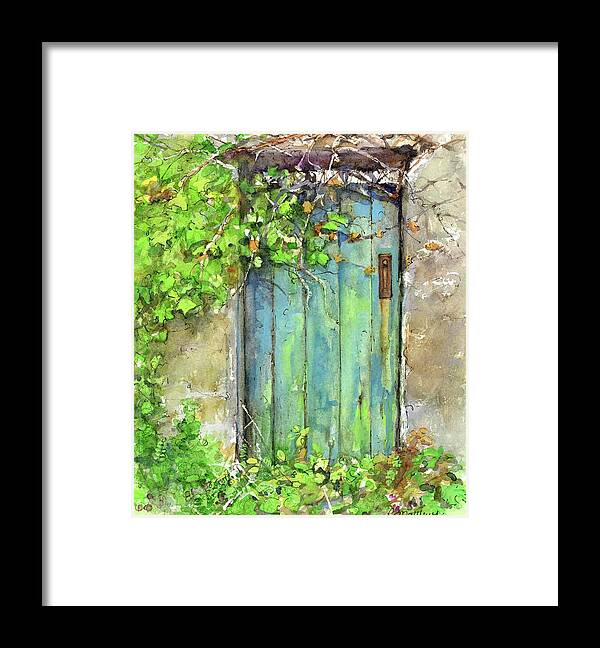 Garden Gate Framed Print featuring the painting The Old Garden Gate by Rebecca Matthews