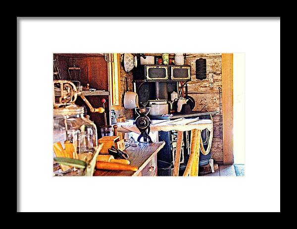 Log Cabins Framed Print featuring the photograph The Old Kitchen by M Three Photos