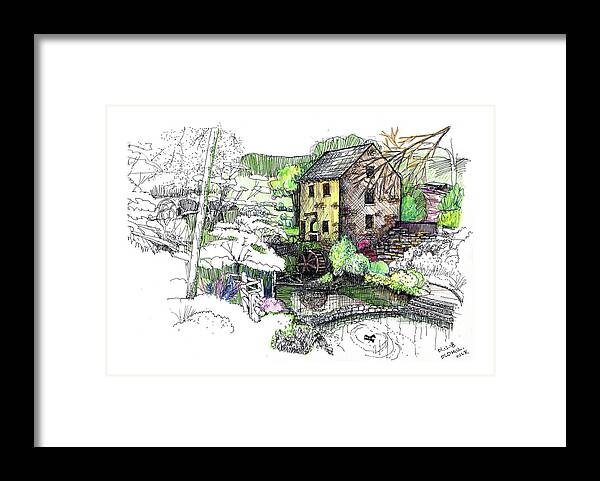 Gone With The Wind Framed Print featuring the drawing The Old Mill by Y Illustrations