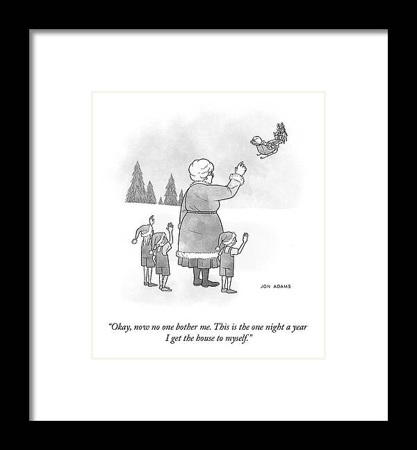 “okay Framed Print featuring the drawing The One Night A Year by Jon Adams