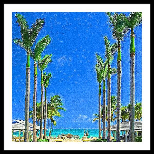 Casa Marina Framed Print featuring the digital art The Palms of Casa Marina Impressionism by Island Hoppers Art