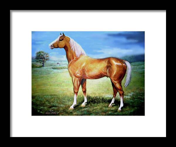 Horse Framed Print featuring the digital art The Palomino by Loxi Sibley