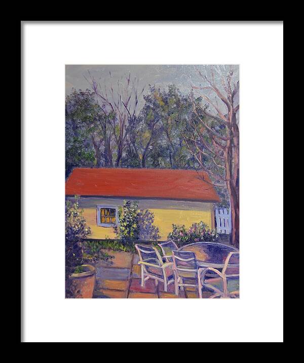 Patio Framed Print featuring the painting The Patio by Beth Riso