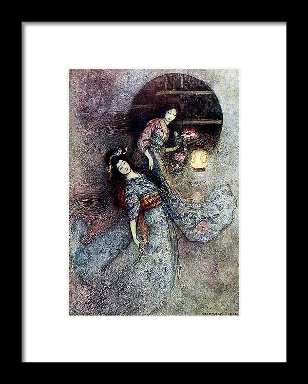 “warwick Goble” Framed Print featuring the digital art The Peony Lantern by Patricia Keith