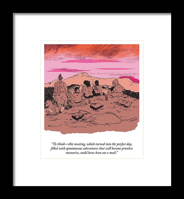To Think-this Meeting Framed Print featuring the drawing The Perfect Day by Sara Lautman