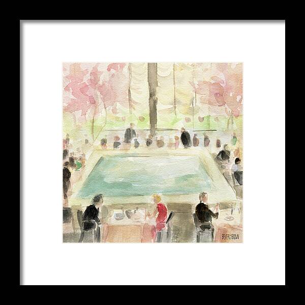 New York Framed Print featuring the painting The Pool Room at the Four Seasons New York by Beverly Brown Prints