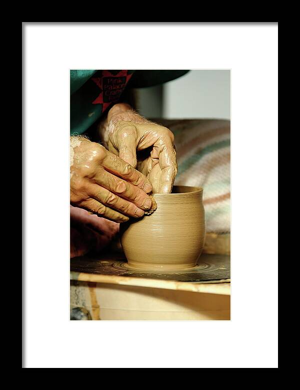 Ceramic Framed Print featuring the photograph The Potter's Hands by Lens Art Photography By Larry Trager