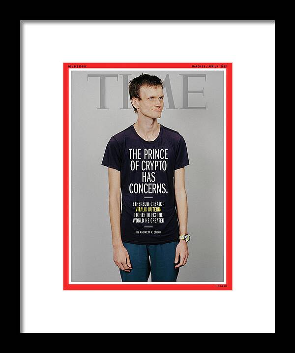 The Prince Of Crypto Has Concerns Framed Print featuring the photograph The Prince of Crypto Has Concerns - Vitalik Buterin, creator of Ethereum by Photograph by Benjamin Rasmussen for TIME