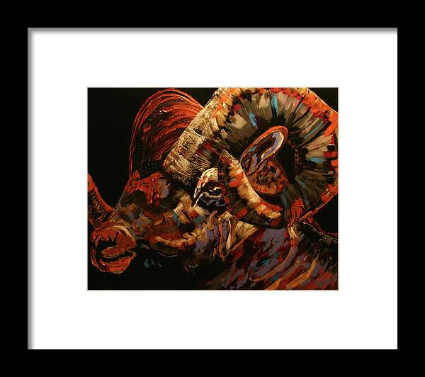 Dall Sheep Framed Print featuring the painting The Protector by Marilyn Quigley