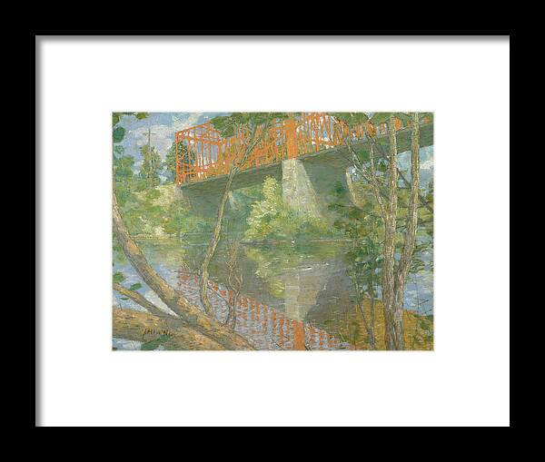 J Alden Weir Framed Print featuring the painting The Red Bridge by J Alden Weir