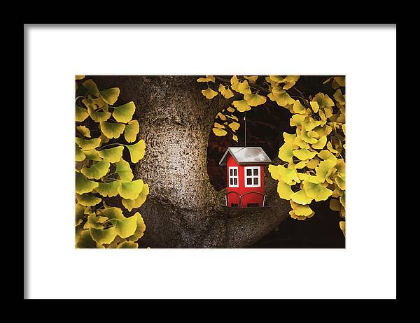 Autumn Framed Print featuring the photograph The Red Refuge by Philippe Sainte-Laudy