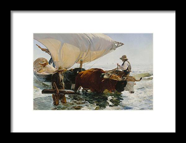 Return Framed Print featuring the painting The Return from Fishing by Joaquin Sorolla by Mango Art
