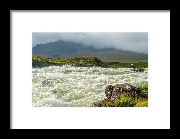 The River Framed Print featuring the photograph The River by the bridge near Portree by Dubi Roman