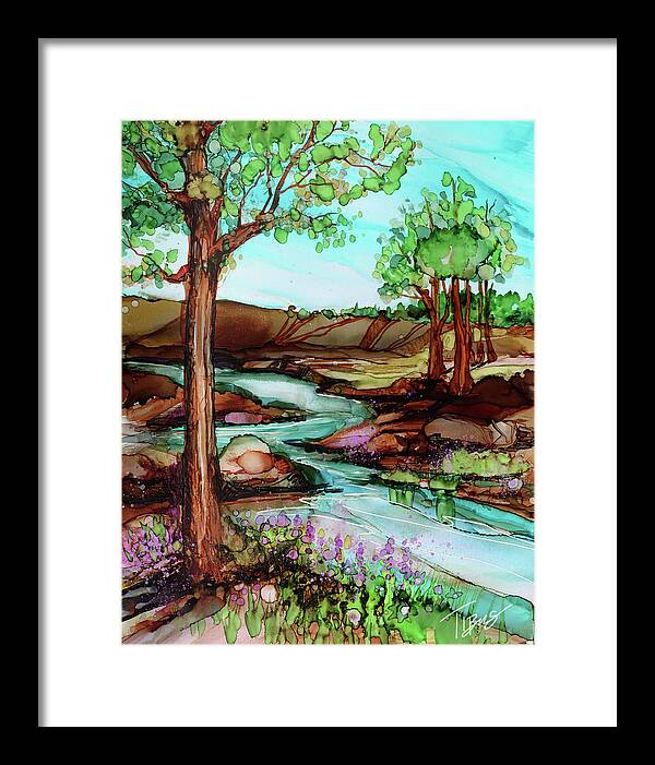  Framed Print featuring the painting The River Gorge by Julie Tibus