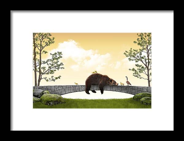 Dragontales Framed Print featuring the digital art The road block by Moira Risen