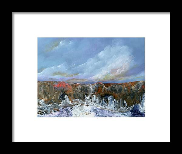 Landscape Framed Print featuring the painting The Rock by Soraya Silvestri