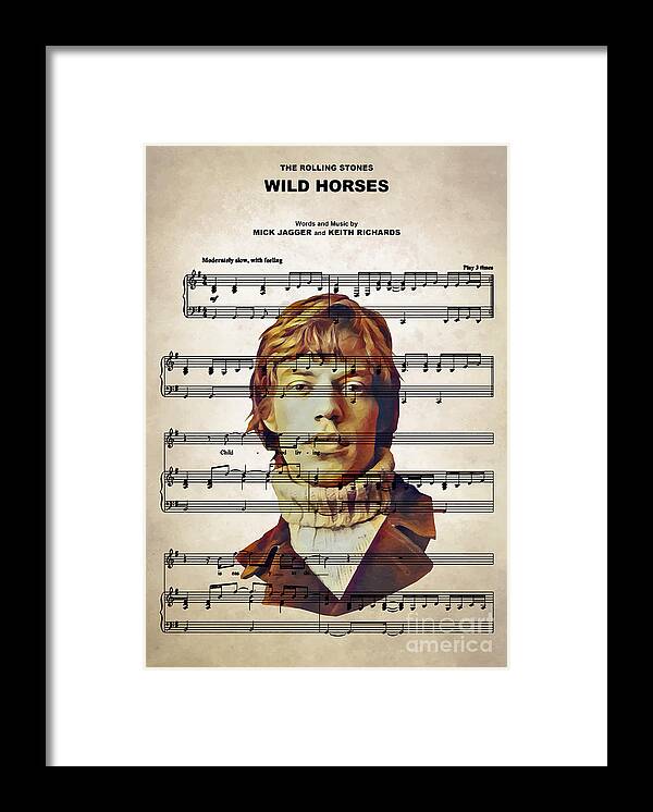 The Rolling Stones Framed Print featuring the digital art The Rolling Stones - Wild Horses by Bo Kev