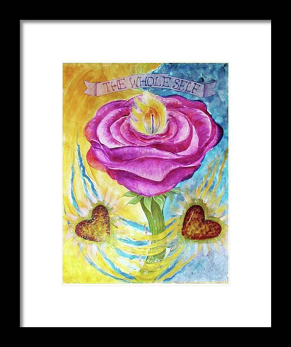 Am I Framed Print featuring the painting The Rose and Its Thorns Love the Whole Self by Feather Redfox