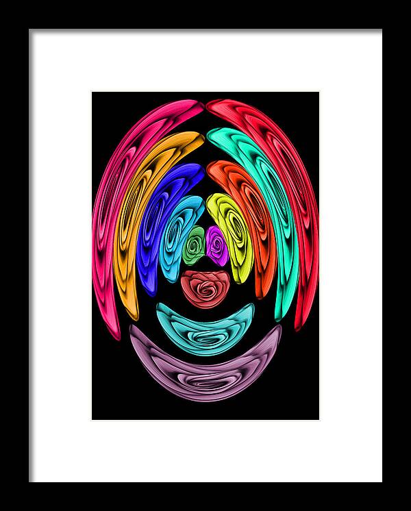Clown Framed Print featuring the digital art The Rose Clown Abstract by Ronald Mills