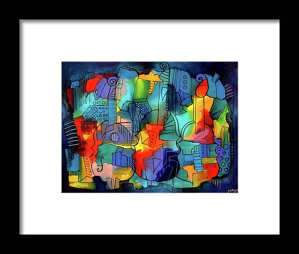 Music Framed Print featuring the painting The Rules of Jazz by Jim Stallings