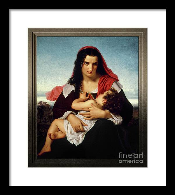 The Scarlet Letter Framed Print featuring the painting The Scarlet Letter by Hugues Merle by Rolando Burbon