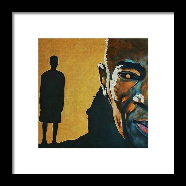 Man Framed Print featuring the digital art The shadow that haunts you by Jan Keteleer