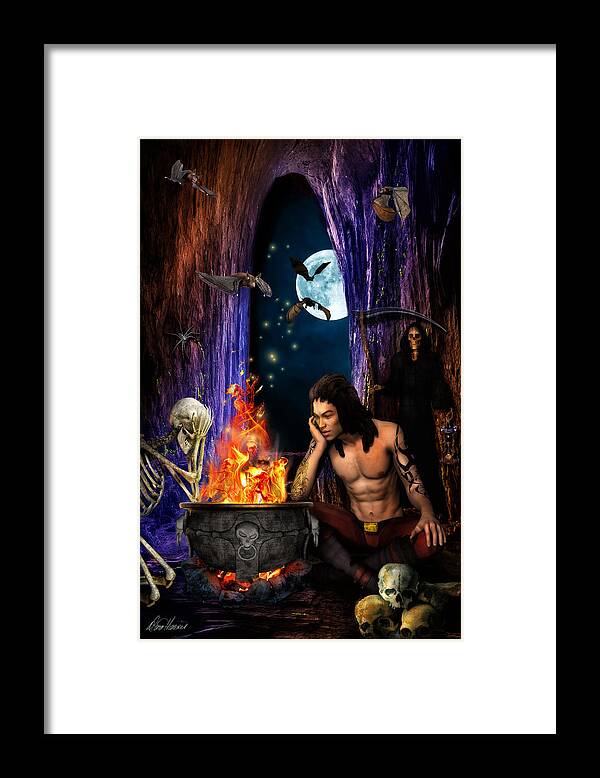 Shaman Framed Print featuring the digital art The Shaman's Death by Diana Haronis