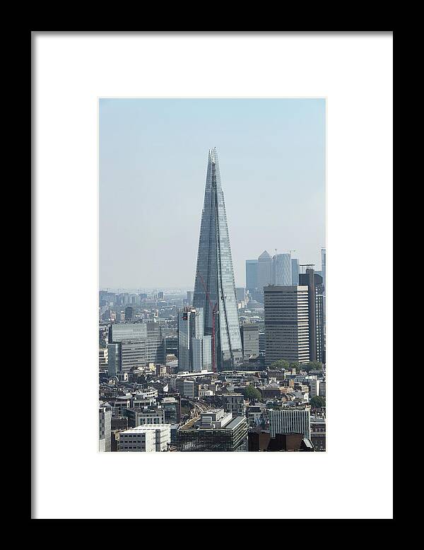 London Framed Print featuring the photograph The Shard, also referred to as the Shard of Glass, Shard London Bridge and formerly London Bridge Tower is one of the biggest pride in London. The mos beautiful skyscraper in United Kingdom. Tallest by Vaclav Sonnek