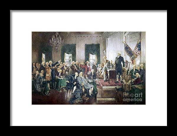 Congress Framed Print featuring the painting The Signing of the Constitution of the United States in 1787 by Howard Chandler Christy