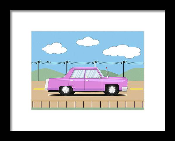 The Simpsons Framed Print featuring the digital art The Simpsons Car by Dennson Creative
