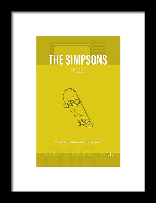 The Simpsons Framed Print featuring the mixed media The Simpsons TV Series Minimalist Poster by Design Turnpike